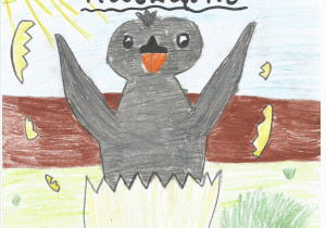 Ilustracja do książki: brzydkie kaczątko wykluwające się z jajka